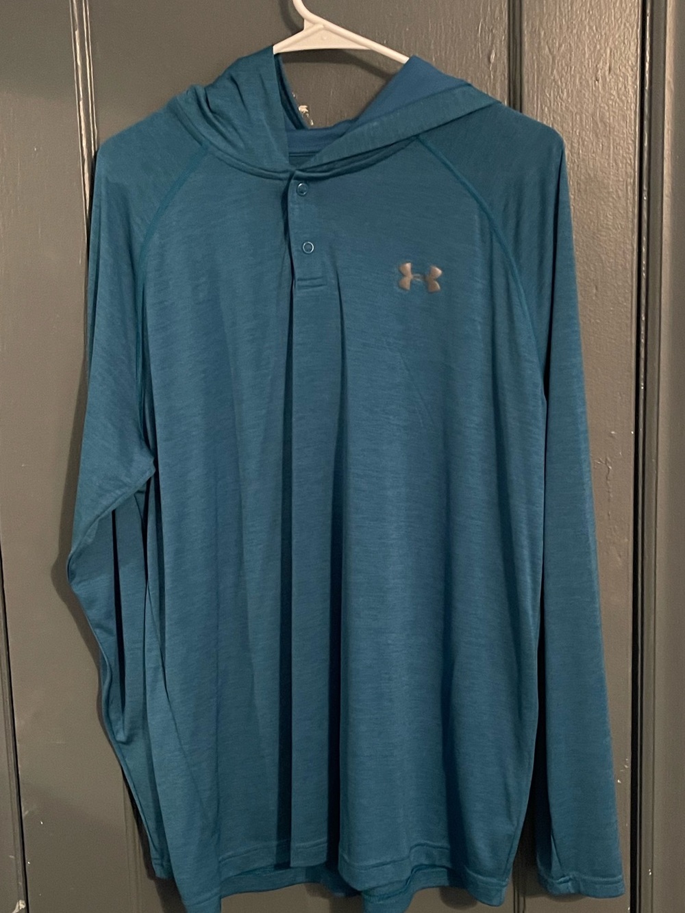 LG Men's Teal Blue Hooded Long-Sleeve Shirt